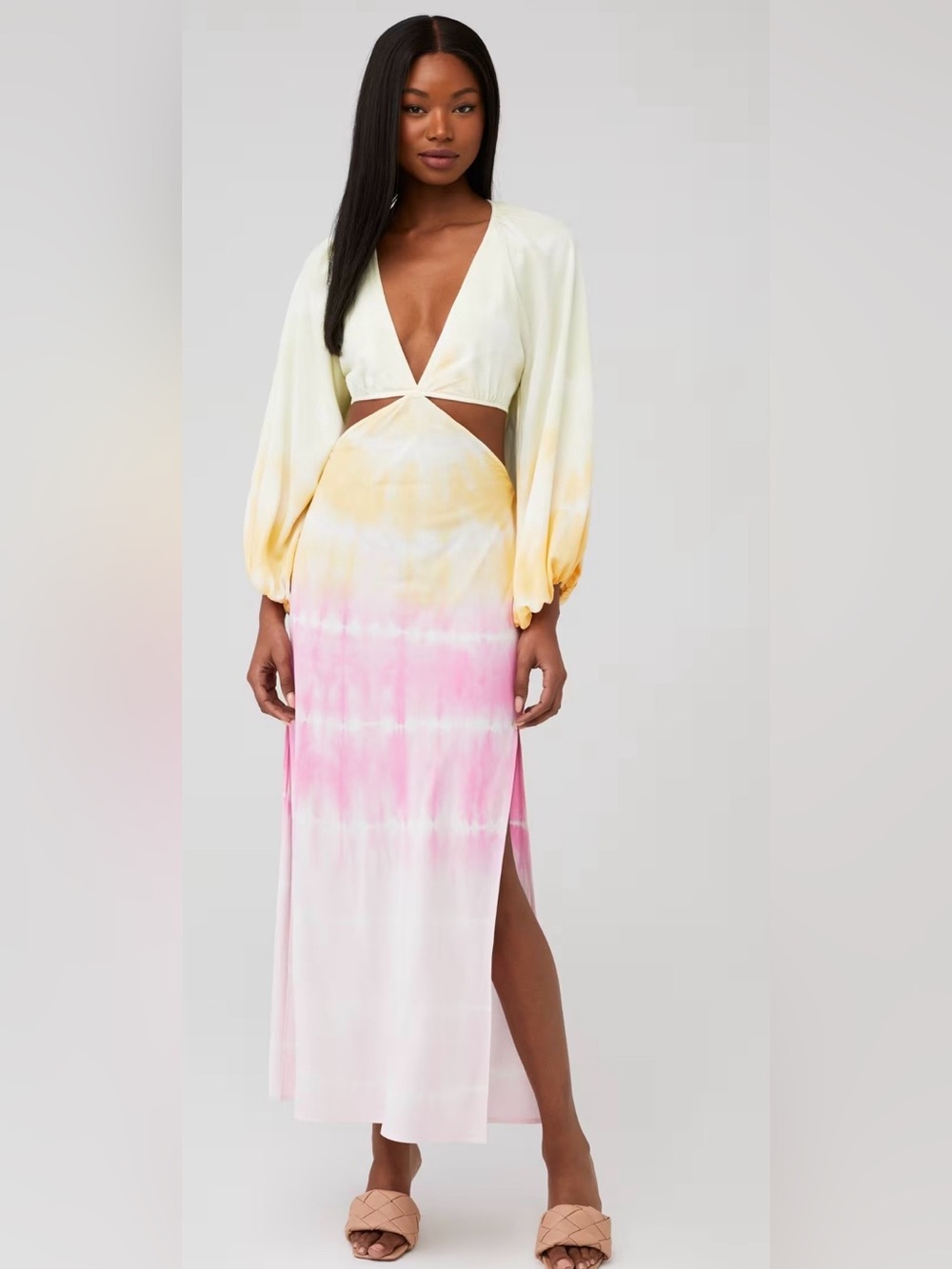 Jen's Pirate Booty Tie-Dye Maxi Dress in Yellow, Pink & White